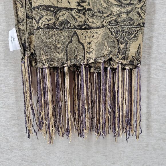 CBK Silk Paisley Tapestry Fringe Shawl Scarf - Picture 15 of 15